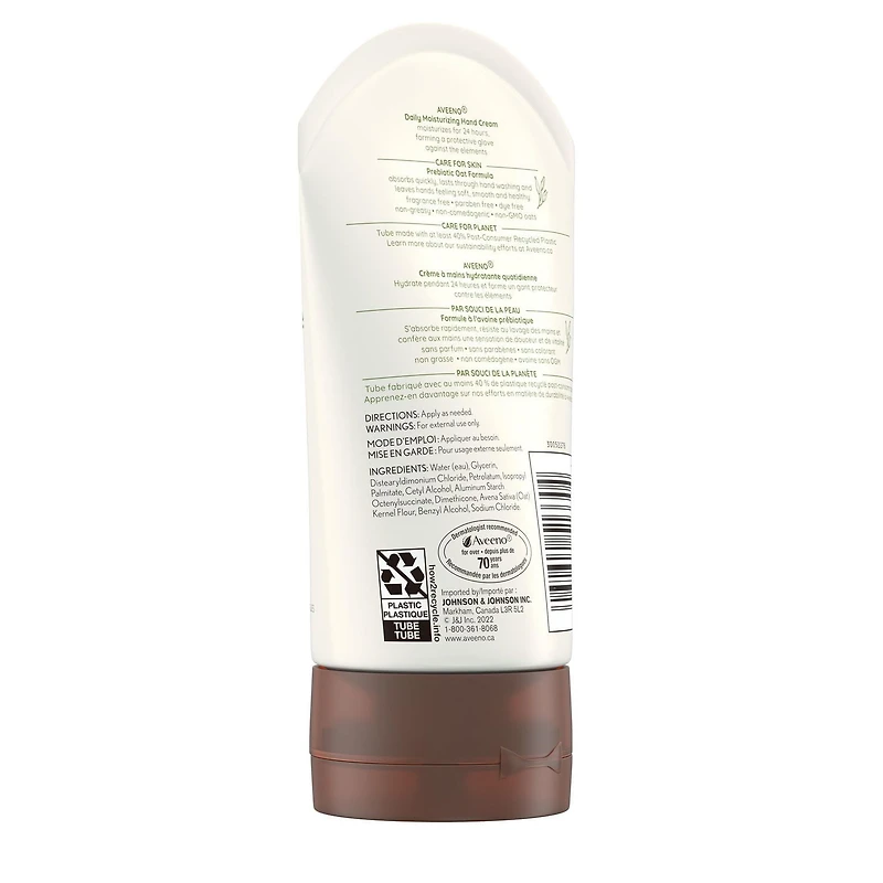 Aveeno Daily Moisturizing Hand Cream, Dry Skin Hand Lotion, Non-GMO Oat Moisturizer, Paraben Free, Fragrance Free, 97 mL