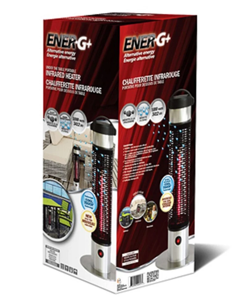 Chauffage d'extérieur portable électrique ENERG + HEA-21212  Infrared 1000W, Argent