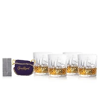 Crown Royal Whisky Stones Set, 8 Chilling Rocks, 4 Glasses With Velvet Bag