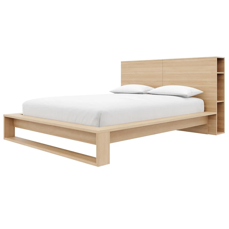 Torino Queen Size Bedset with Bookcase Headboard and Slatted Bedframe