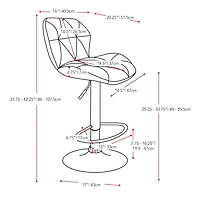 CorLiving Mateo Faux Leather Geometric Tufted Adjustable Height Indoor Swivel Bar Stools Set of 2