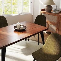 Homy Casa 63 inch Dining Set for 4, Large Faux Walnut Table with Fabric Upholstered Chairs, Green Fabric