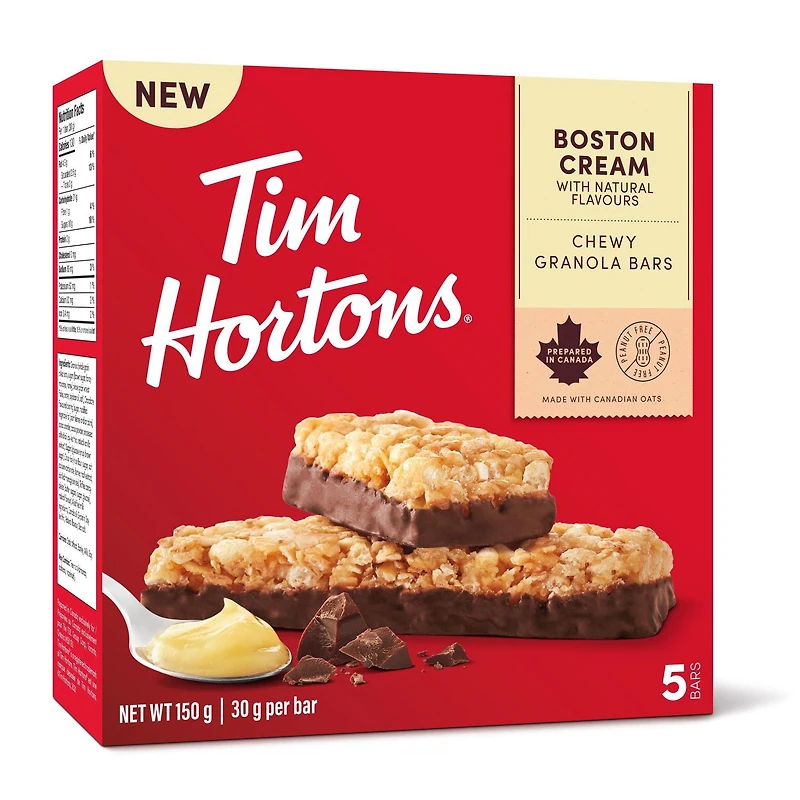 Tim Hortons Boston Cream Granola Bar 5 Pack (With Natural Flavours / Peanut Free), TH Boston Cream Granola Bar 5 Pack
