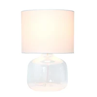 Lampe de table en verre Simple Designs avec abat-jour en tissu, transparent avec abat-jour gris