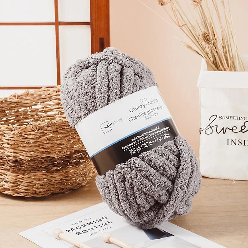 MAINSTAYS GreyChunky chenille yarn, Chunky Chenille yarn