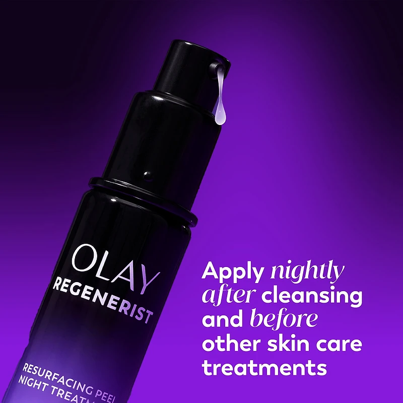 Olay Regenerist Glycolic Acid Night Peel, Exfoliating & Renewal Treatment , AHA, Resurfacing, Smooth Texture, Brighten Skin Tone, Reduce Fine Lines, Lightweight Night Serum for Radiant