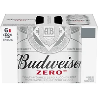 Budweiser Zero Non-Alcoholic Beer 6x355ml Cans, 0.0% Fully Brewed Non-Alcoholic Beer