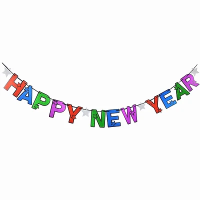 New Year Multicolor Banner, 1 Count, Festive Decorations, Brand Way to Celebrate Style, Adult