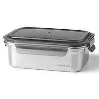 Starfrit LocknLock Steel - Contenant en acier inoxydable - 1,2L /40oz - Hermétique et étanche - Couvercle verrouillable à 4 côtés Acier inoxydable