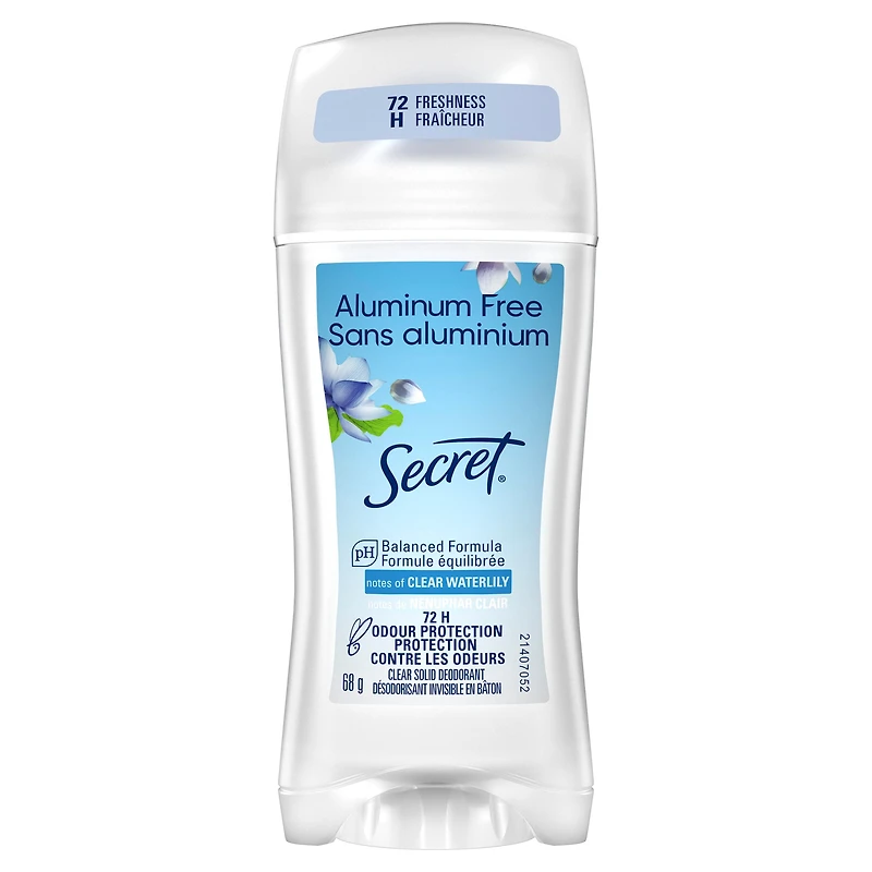 Invisible en bâton Secret sans aluminium, parfum Nénuphar clair, 68 g