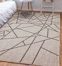 ECARPET Indoor Outdoor Area Rug for Patio, Deck, Living Room Sisal Abstract Collection