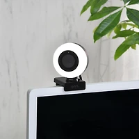 onn. 1440p Swivel Head Ring Light Webcam