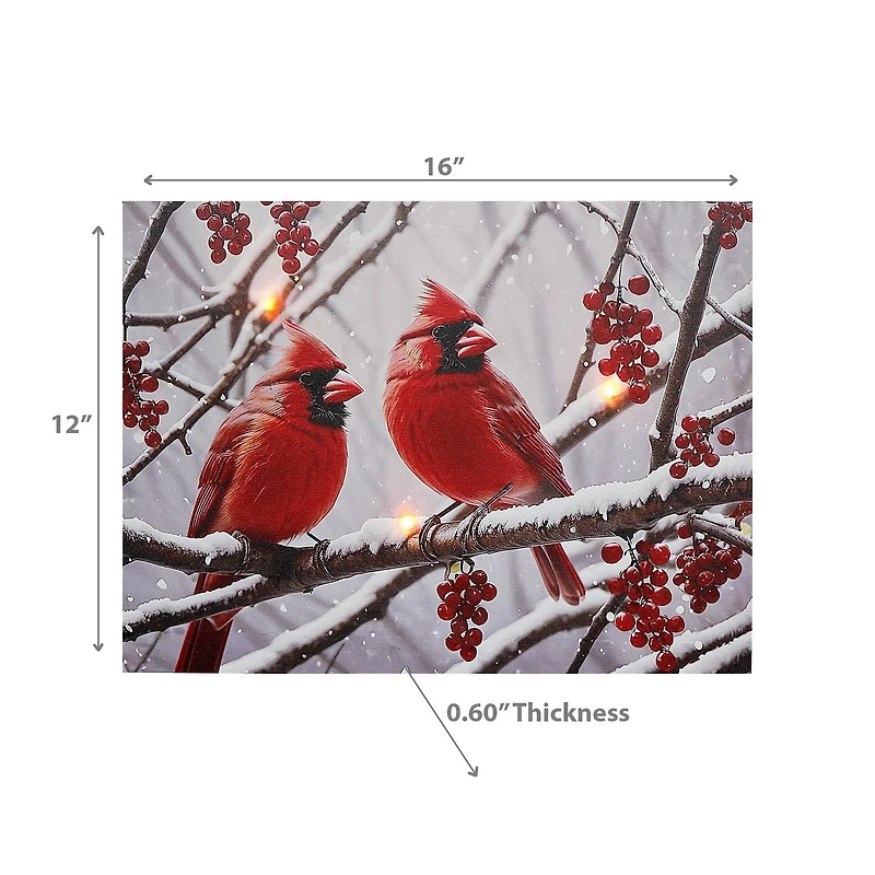 Led Canvas Wall Art Double Cardinal