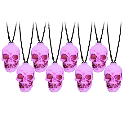 Guirlande lumineuse à piles pour Halloween, court-circuit S/8 crânes (lumière noire)
