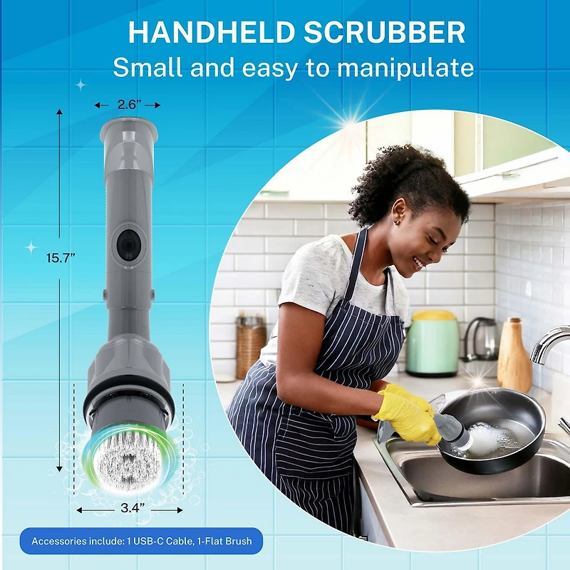 Bell + Howell Scrubtastic Express Dark Grey Rechargeable Handheld Power Scrubber – Cordless Bathroom Cleaner