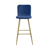 Homylin Modern Counter Height Bar Stools Set of 2, 30" Upholstered Bar Chairs Dining Stool with Backs, Golden Legs and Footrest for Home Bar Kitchen Island