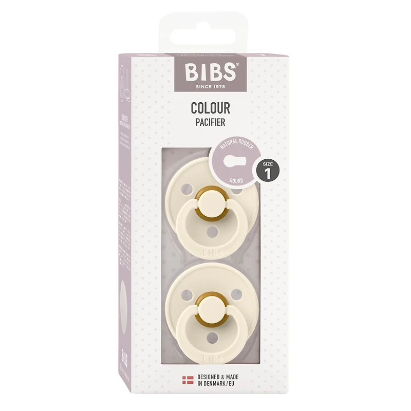 Sucettes BIBS – Collection Colour | Sucette pour bébé sans BPA | Fabriquée au Danemark | Lot de 2 sucettes premium couleur ivoire | Taille 0-6 mois