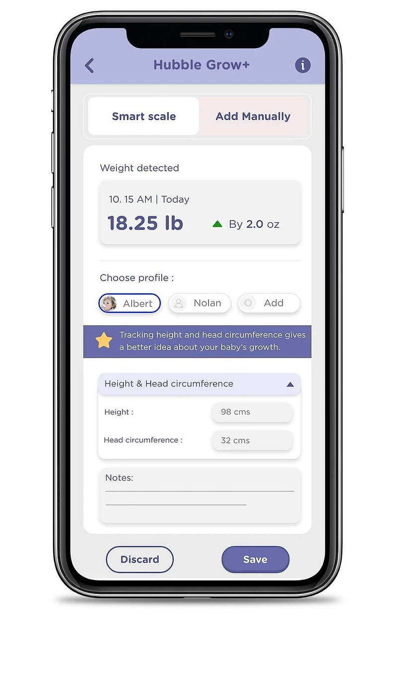 Hubble Grow Smart Baby Scale & Changing Pad - Ergonomic Design, Bluetooth Baby Tracker - Soft, Washable, Hypoallergenic Cover - 4-Sensor Technology for Accuracy - Lightweight and Portable - Tare and H