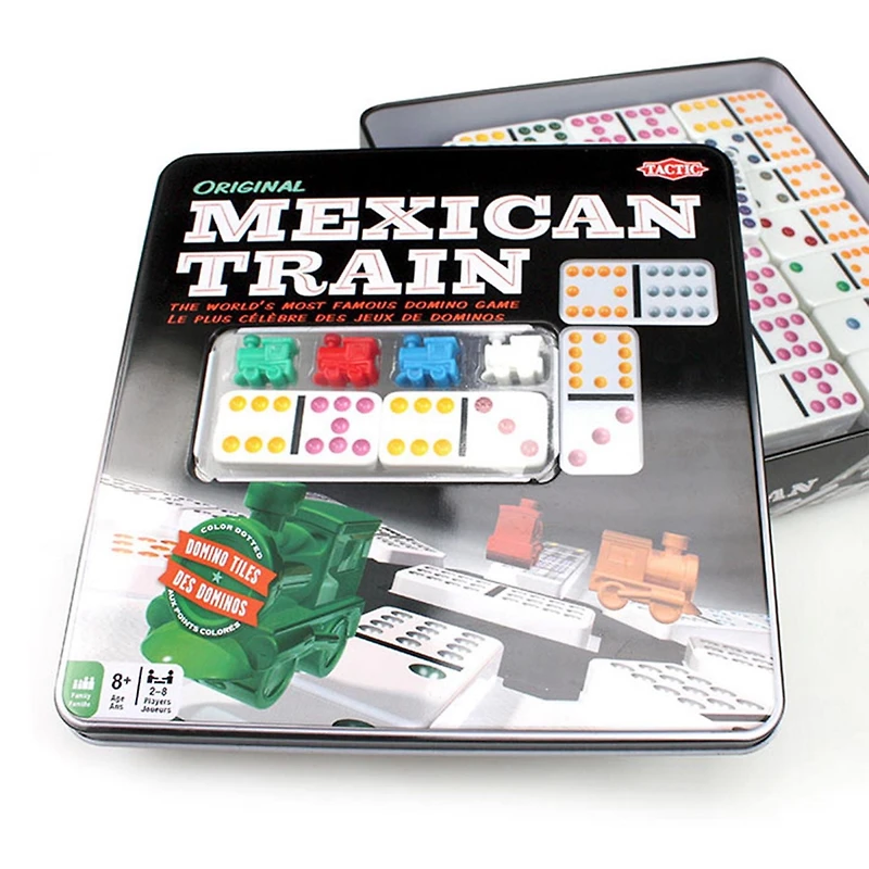 Asmodee - Tactic - Mexican Train Tin - 2-8 Players Fun Family Domino Game - 30 Minutes of Gameplay - For kids and Adults Ages 7+ - English Version