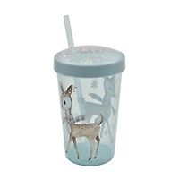 HOLIDAY TIME REINDEER DESIGN PLASTIC TUMBLER