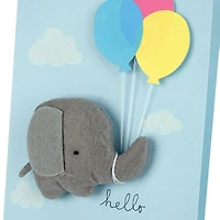 Hallmark Signature Baby Shower Card for Baby Boy (Elephant with Balloon)