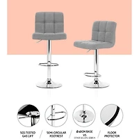 Heavenly Collection | Paul Adjustable Stool with Gray Upholstery for Kitchen Island or Home Bar| Set 2