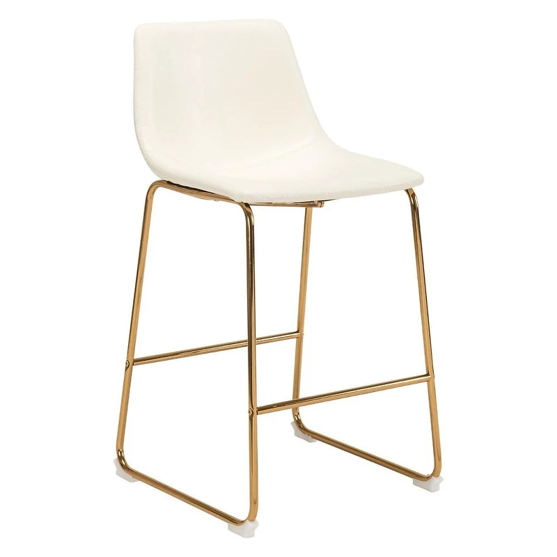 Plata Import Landon Stool in White with Gold Legs for Dining Area