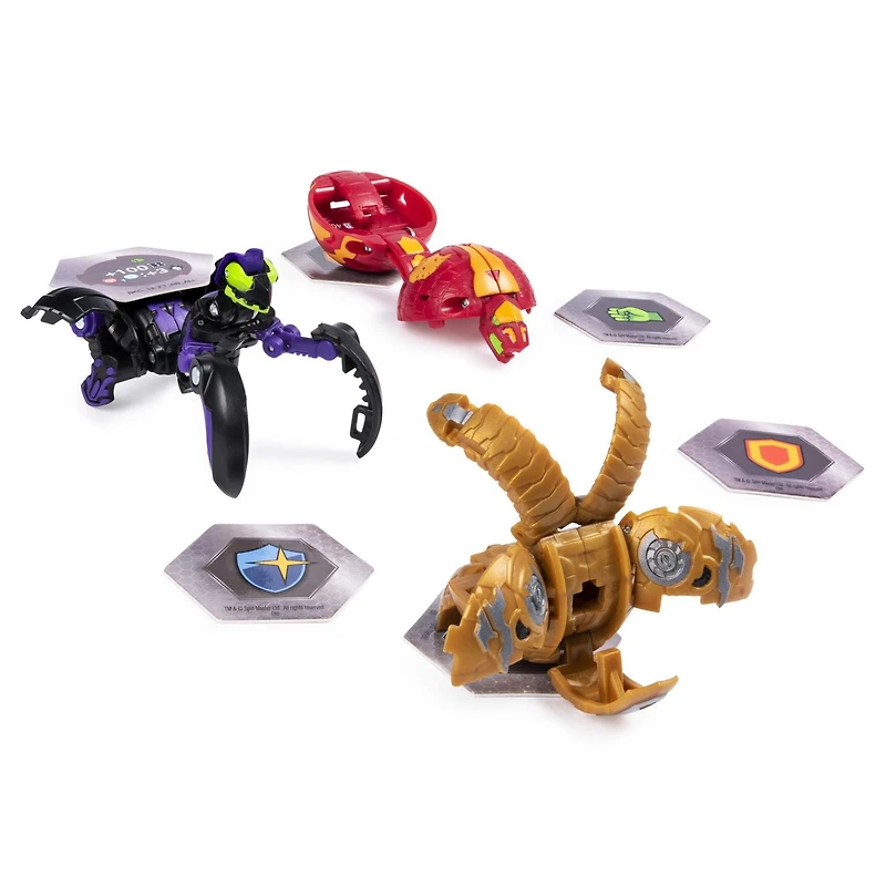 Bakugan Starter Pack 3-Pack, Darkus Mantonoid, Collectible Action Figures, for Ages 6 and Up