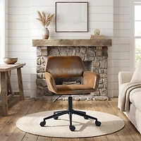 Homy Casa Chaise de bureau pivotante réglable 1 pièce 29.9"-33.9", simili suède brun pour bureau maison