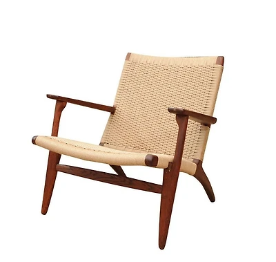 Wood frame & Rattan Seat Lounge Chair
