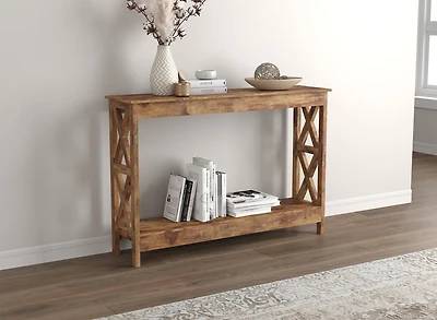 Safdie & Co. Table Console 47.25L Bois Brun Récupéré 1 Étagère