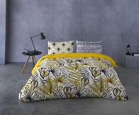 Gouchee Home Tel Aviv Queen 3-Piece Duvet Cover Set – Tropical Leaf Print Bedding, Reversible Mint Green Cotton