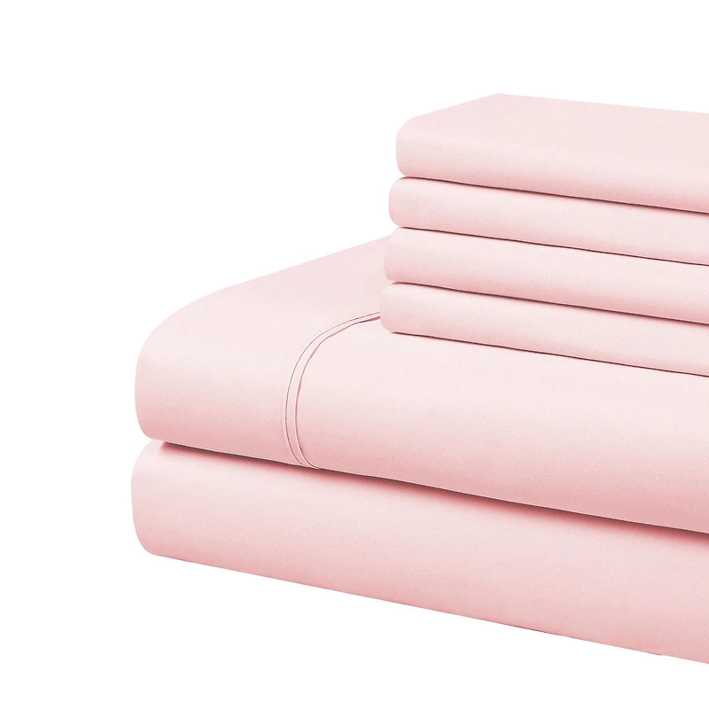 Swift Home Luxury 6-Piece Sheet Set with Extra Pillow Case, Queen, Blush