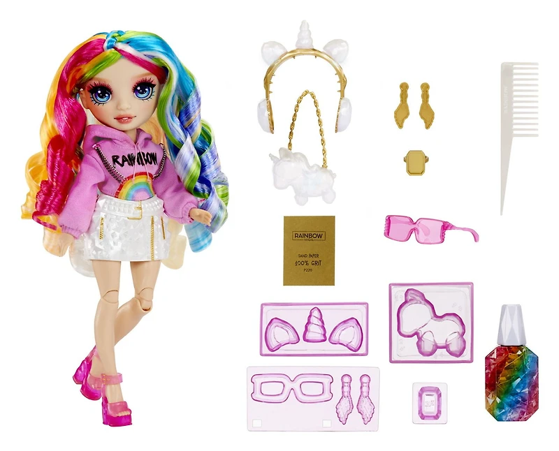 Rainbow High Creative Crystals Amaya - Poupée-mannequin arc-en-ciel de 11 po (28 cm)