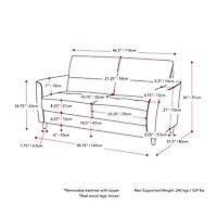 CorLiving Caroline 3-Piece Modern Fabric Upholstered Living Room Furniture Set with Loveseat and 2 Chairs, Dark Grey