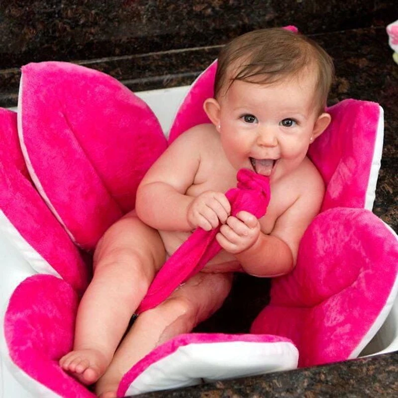 Blooming Bath The Original Baby Bath Seat - Premium Baby Bathtub, Fits Most Sinks - Luxuriously Soft - Newborn to 6 months - Baby Essentials - Baby Gifts - 32" - Pink