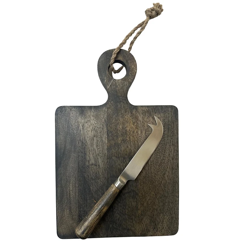 Grey Wash Wood Board With Handle & Spreader