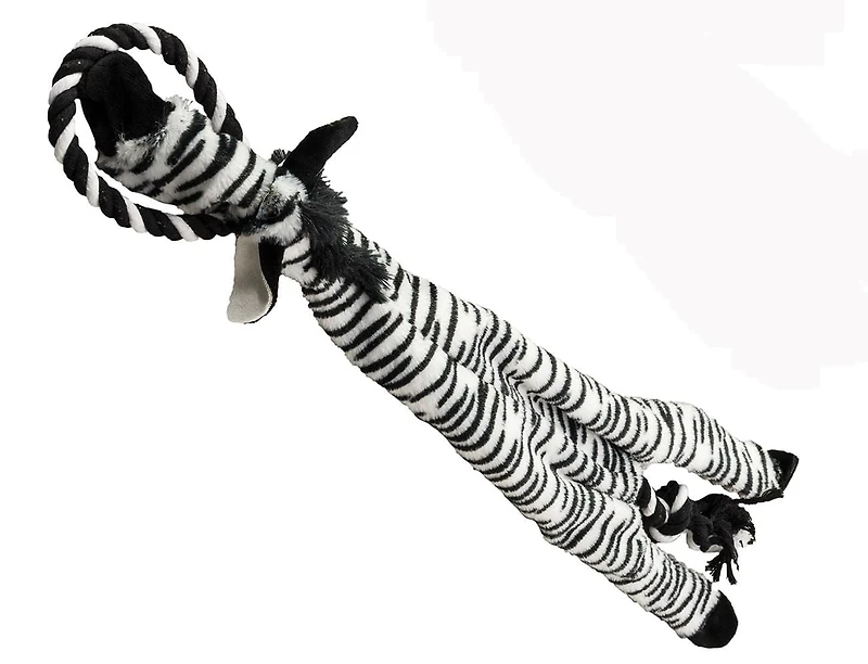 SPOT Skinneeez Extreme Jungle Zebra Stuffing Free Plush Tug Dog Toy