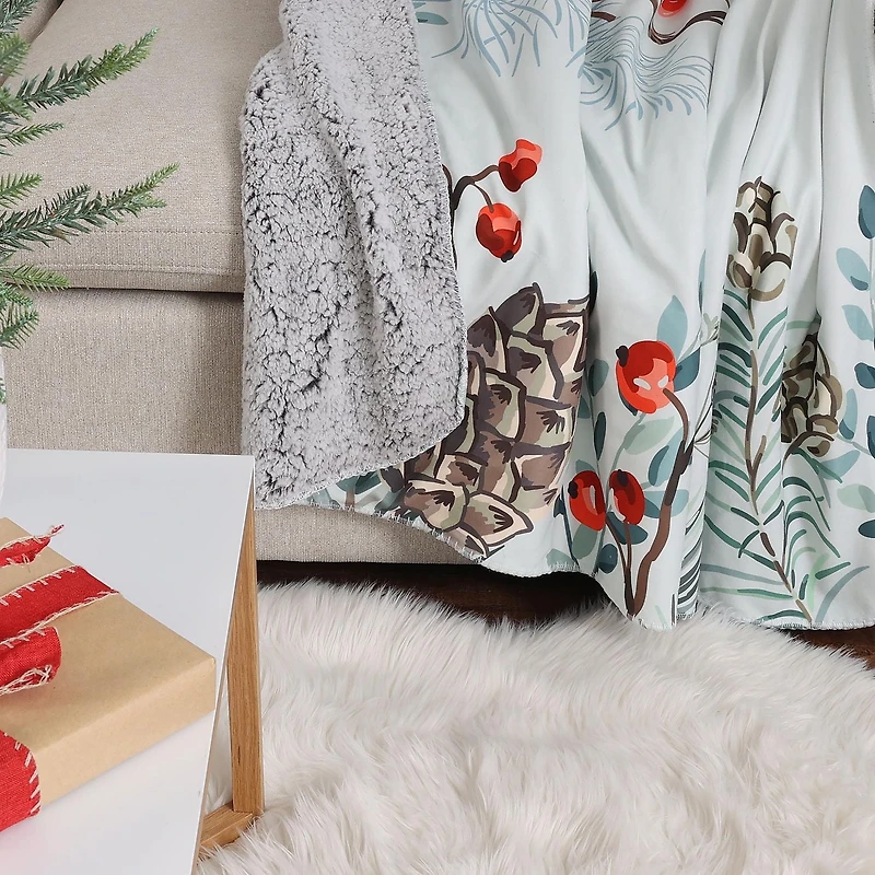 Holiday Sherpa Throw, Bird 50" x 60"