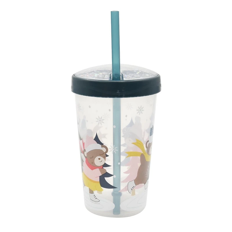 Holiday Time Blue Plastic Straw Tumbler, 3.5 inch x 3.5 inch x 7.9 inch, 1 Piece