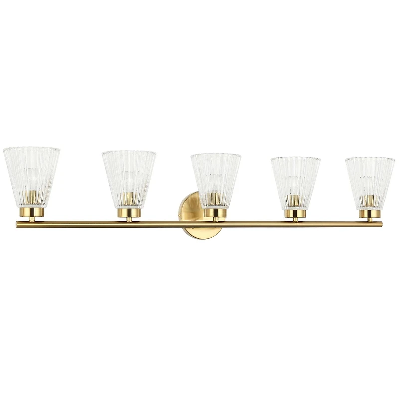Vanité Vienna, 5 lumières, laiton vieilli, verre nervuré transparent