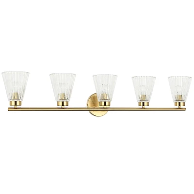 Vanité Vienna, 5 lumières, laiton vieilli, verre nervuré transparent