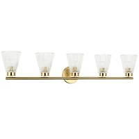 Vanité Vienna, 5 lumières, laiton vieilli, verre nervuré transparent
