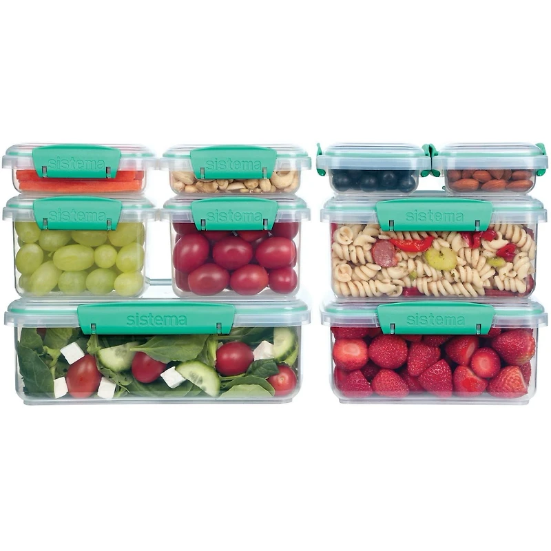 Récipients de conservation des aliments Sistema Klip It, collection accents, bleu sarcelle