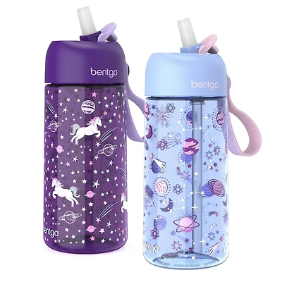 Lot de 2 bouteilles d'eau pour enfants Bentgo - Licorne / Galaxie lavande