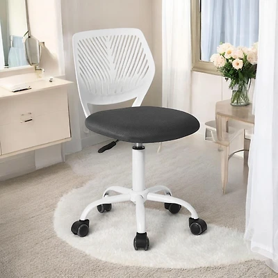 Chaise de bureau ergonomique pour enfant Homy Casa avec roulettes pivotantes et réglables en hauteur, structure robuste, tissu en maille noire