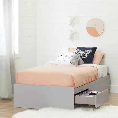 Lit rangement simple (39") 3 tiroirs Cookie, Gris clair de Meubles South Shore