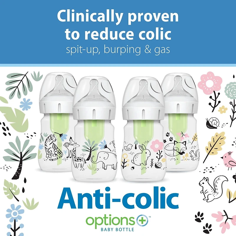Biberon à col large de Dr. Brown's Anti Coliques Options+, 270ml ,tétine de niveau 1