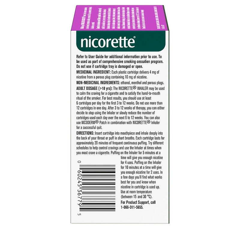 Nicorette Gomme de polacrilex de nicotine USP, Menthe ULTRA fraîche, 2 mg, 210 morceaux (Aide pour cesser de fumer) 210 morceaux