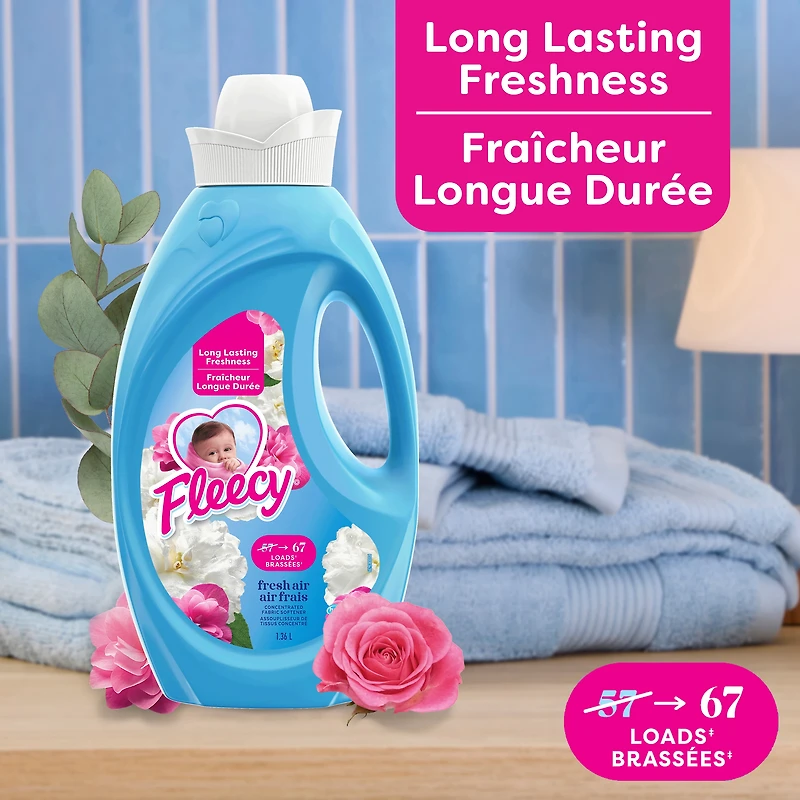 Fleecy Concentrated Fabric Softener, Fresh Air Scent, 1.36 L